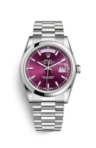 Rolex - 118206-0121 Day-Date 36 Platinum Domed / President / Cherry