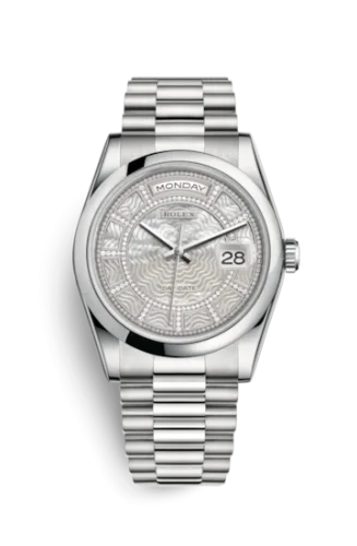 Rolex - 118206-0122 Day-Date 36 Platinum Domed / President / MOP Carousel