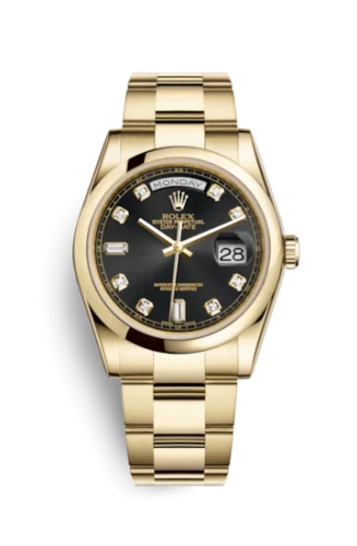 Rolex - 118208-0085 Day-Date 36 Yellow Gold Domed / Oyster / Black Diamonds