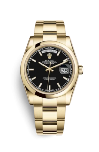 Rolex - 118208-0095 Day-Date 36 Yellow Gold Domed / Oyster / Black