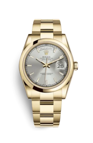 Rolex - 118208-0106 Day-Date 36 Yellow Gold Domed / Oyster / Silver