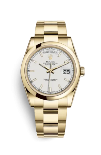 Rolex - 118208-0112 Day-Date 36 Yellow Gold Domed / Oyster / White
