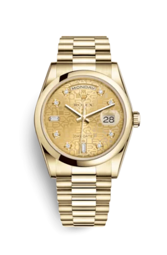 Rolex - 118208-0117 Day-Date 36 Yellow Gold Domed / President / Champagne Computer