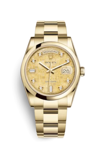 Rolex - 118208-0138 Day-Date 36 Yellow Gold Domed / Oyster / Champagne MOP Computer