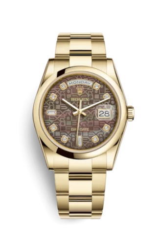 Rolex - 118208-0139 Day-Date 36 Yellow Gold Domed / Oyster / Black MOP Computer