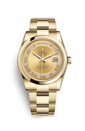 Rolex - 118208-0319 Day-Date 36 Yellow Gold Domed / Oyster / Champagne Roman