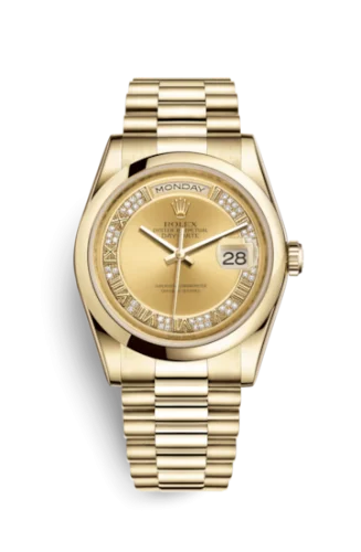 Rolex - 118208-0326 Day-Date 36 Yellow Gold Domed / President / Champagne Roman