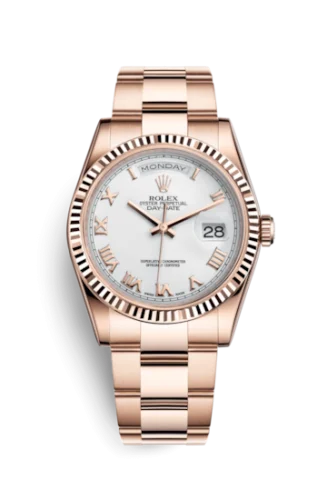 Rolex - 118235f-0052 Day-Date 36 Everose Fluted / Oyster / White Roman