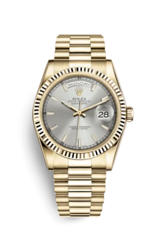 Rolex - 118238-0106 Day-Date 36 Yellow Gold Fluted / President / Silver