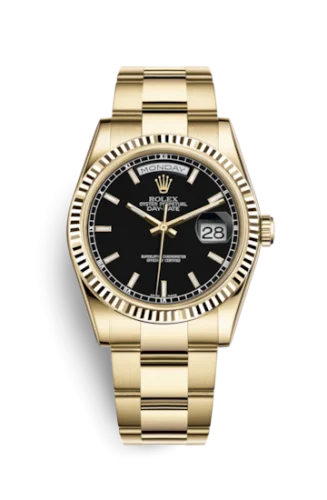 Rolex - 118238-0107 Day-Date 36 Yellow Gold Fluted / President / Black Diamonds