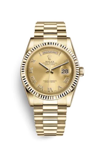 Rolex - 118238-0108 Day-Date 36 Yellow Gold Fluted / President / Champagne Roman