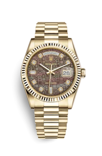 Rolex - 118238-0112 Day-Date 36 Yellow Gold Fluted / President / Black MOP Computer