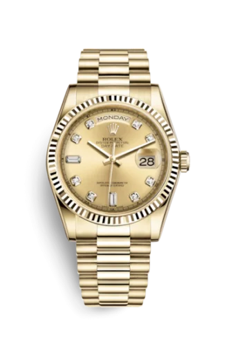 Rolex - 118238-0116 Day-Date 36 Yellow Gold Fluted / President / Champagne Diamonds