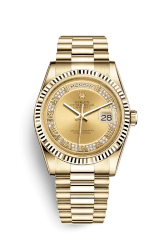 Rolex - 118238-0126 Day-Date 36 Yellow Gold Fluted / President / Champagne Diamonds