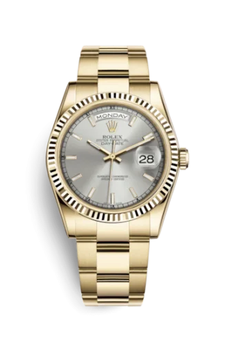 Rolex - 118238-0164 Day-Date 36 Yellow Gold Fluted / Oyster / Silver