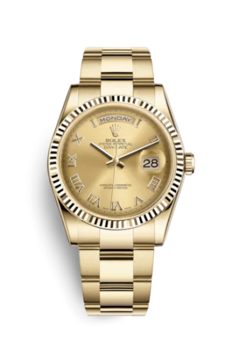 Rolex - 118238-0183 Day-Date 36 Yellow Gold Fluted / Oyster / Champagne Roman