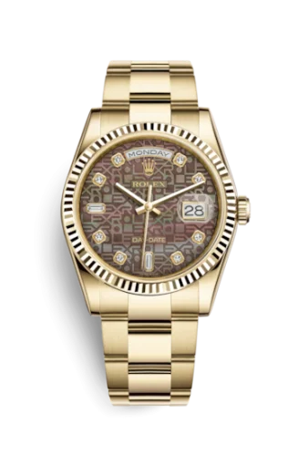 Rolex - 118238-0191 Day-Date 36 Yellow Gold Fluted / Oyster / Black MOP Computer