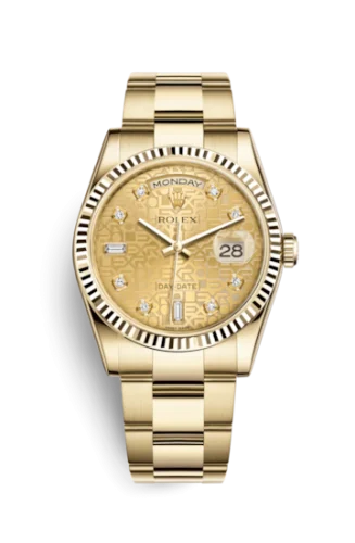 Rolex - 118238-0200 Day-Date 36 Yellow Gold Fluted / Oyster / Champagne Computer