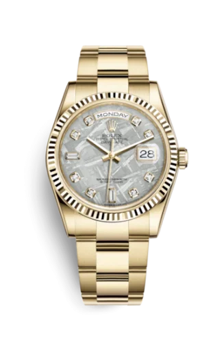 Rolex - 118238-0227 Day-Date 36 Yellow Gold Fluted Oyster Meteorite Diamonds