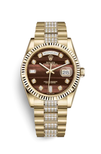 Rolex - 118238-0421 Day-Date 36 Yellow Gold Fluted / President Diamonds / Bull's Eye
