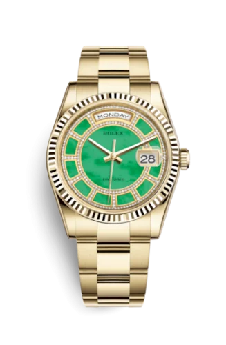 Rolex - 118238-0438 Day-Date 36 Yellow Gold Fluted / Oyster / Green Jade Carousel