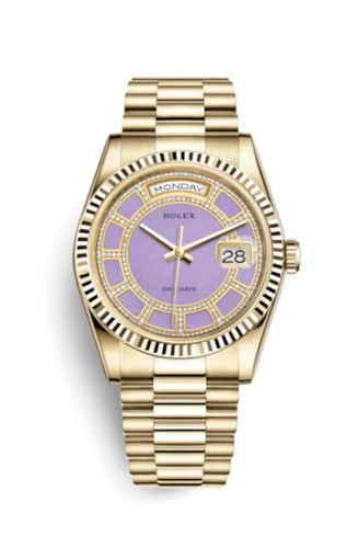 Rolex - 118238-0442 Day-Date 36 Yellow Gold Fluted / President / Lavender Jade Carousel