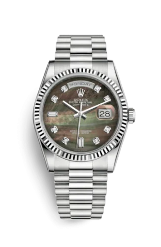 Rolex - 118239-0076 Day-Date 36 White Gold Fluted / President / Black MOP