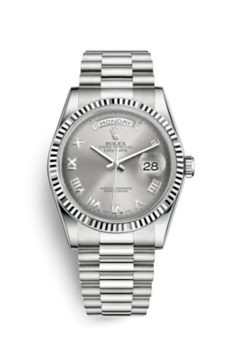 Rolex - 118239-0082 Day-Date 36 White Gold Fluted / President / Grey Roman