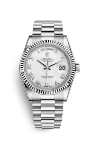 Rolex - 118239-0077 Day-Date 36 White Gold Fluted / President / White Roman