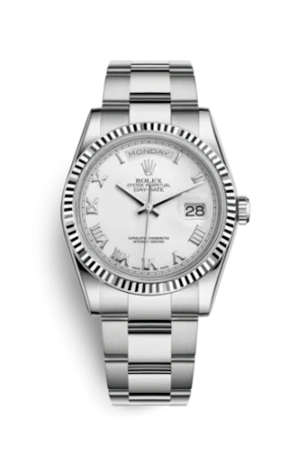 Rolex - 118239-0088 Day-Date 36 White Gold Fluted / Oyster / White Roman