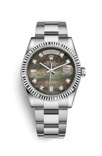 Rolex - 118239-0116 Day-Date 36 White Gold Fluted / Oyster / Black MOP