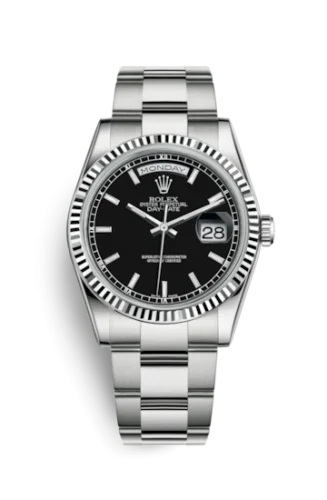 Rolex - 118239-0121 Day-Date 36 White Gold Fluted / Oyster / Black