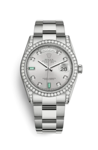 Rolex - 118389-0124 Day-Date 36 White Gold Diamond / Oyster / Silver Diamond Emerald