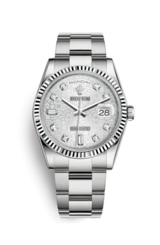 Rolex - 118239-0143 Day-Date 36 White Gold Fluted / Oyster / Silver Computer