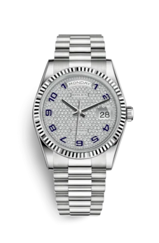 Rolex - 118239-0144 Day-Date 36 White Gold Fluted / President / Paved