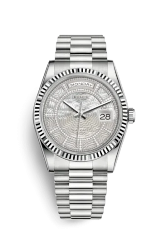 Rolex - 118239-0278 Day-Date 36 White Gold / President / MOP Carousel