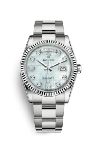 Rolex - 118239-0280 Day-Date 36 White Gold Fluted / Oyster / Oxford MOP