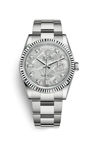 Rolex - 118239-0295 Day-Date 36 White Gold Fluted / Oyster / Meteorite