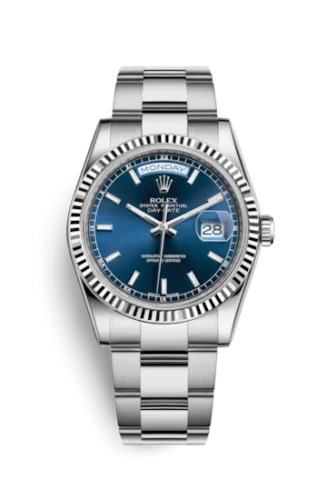 Rolex - 118239-0303 Day-Date 36 White Gold Fluted / Oyster / Blue