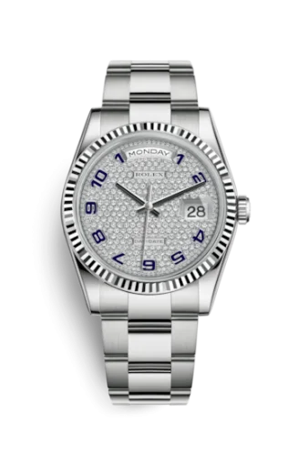 Rolex - 118239-0311 Day-Date 36 White Gold Fluted / Oyster / Paved