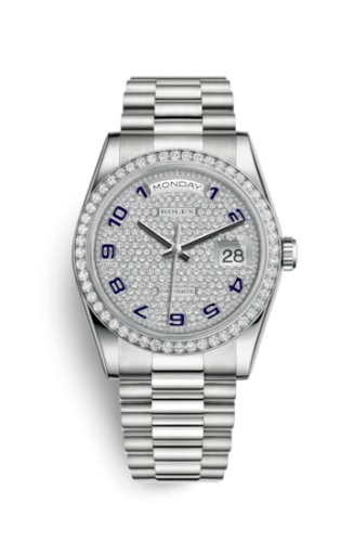 Rolex - 118346-0036 Day-Date 36 Platinum Diamonds / President / Paved