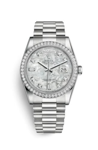Rolex - 118346-0038 Day-Date 36 Platinum Diamonds / President / MOP