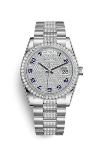 Rolex - 118346-0059 Day-Date 36 Platinum Diamonds / President Diamond / Paved