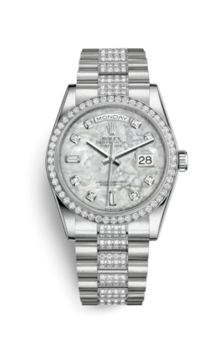 Rolex - 118346-0073 Day-Date 36 Platinum Diamonds / President Diamonds / MOP