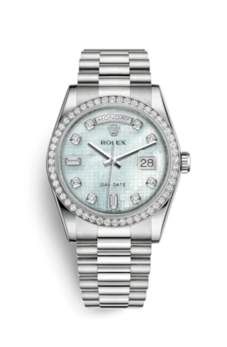 Rolex - 118346-0088 Day-Date 36 Platinum Diamonds / President Diamonds / Oxford MOP