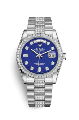 Rolex - 118346-0089 Day-Date 36 Platinum Diamonds / President Diamond / Lapis