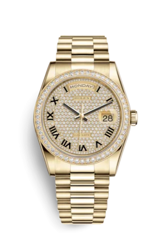 Rolex - 118348-0033 Day-Date 36 Yellow Gold Diamonds / President / Paved
