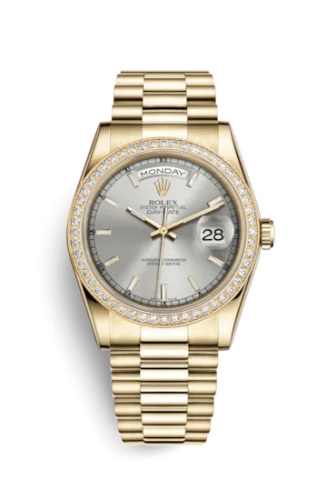 Rolex - 118348-0036 Day-Date 36 Yellow Gold Diamonds / President / Silver