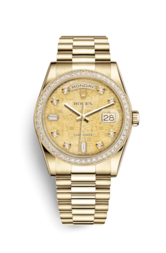 Rolex - 118348-0037 Day-Date 36 Yellow Gold Diamonds / President / Champagne MOP Computer