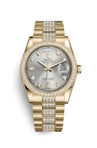 Rolex - 118348-0039 Day-Date 36 Yellow Gold Diamonds / President Diamond / Silver Diamond